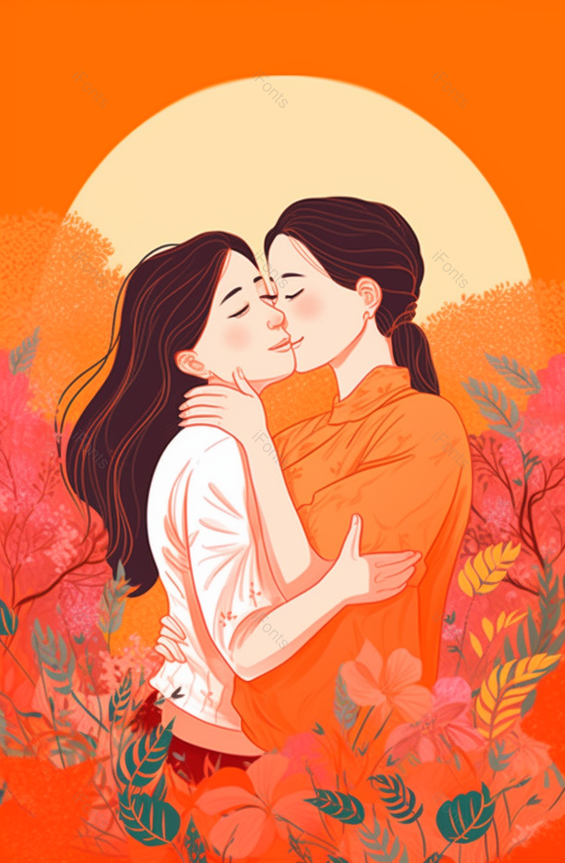 橙色暖色系温馨画面母亲节背景图,插画/手绘图,插画/手绘图库,插画/手绘图下载,插画/手绘